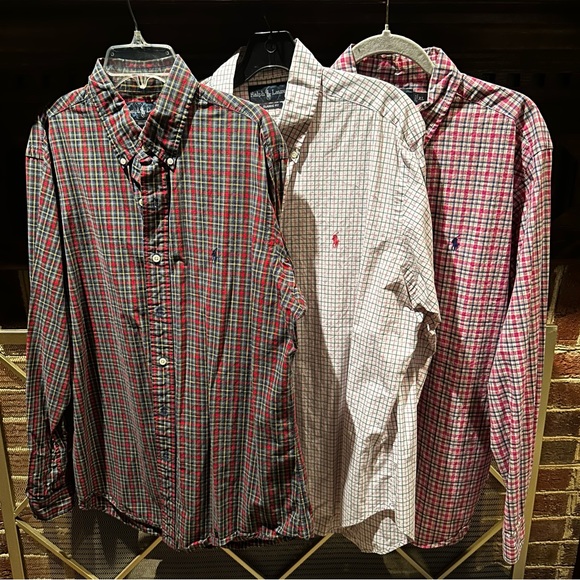 (3) Plaid Polo Ralph Lauren Button Down Sz L & XL - Picture 1 of 13